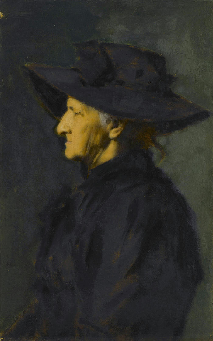 让-雅克·亨纳 (Jean-Jacques Henner,法国画家)高清油画作品-《塞拉芬·亨纳夫人 (1901)》