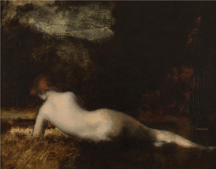 让-雅克·亨纳 (Jean-Jacques Henner，法国画家)高清油画作品-《睡莲沙发 (1887)》
