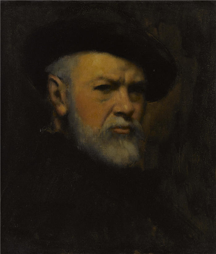 让-雅克·亨纳 (Jean-Jacques Henner，法国画家)高清油画作品-《自画像（1890）》