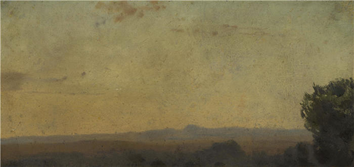 让-雅克·亨纳 (Jean-Jacques Henner，法国画家)高清油画作品-《意大利风景（1859-1864）》