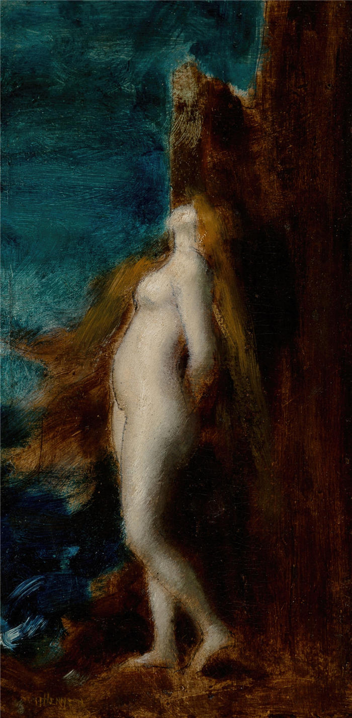 让-雅克·亨纳 (Jean-Jacques Henner，法国画家)高清油画作品-《裸体长发》
