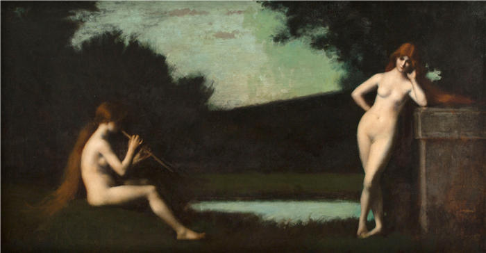 让-雅克·亨纳 (Jean-Jacques Henner，法国画家)高清油画作品-《外语（1879）》