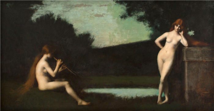 让-雅克·亨纳 (Jean-Jacques Henner,法国画家)高清油画作品-《外语(1879)》