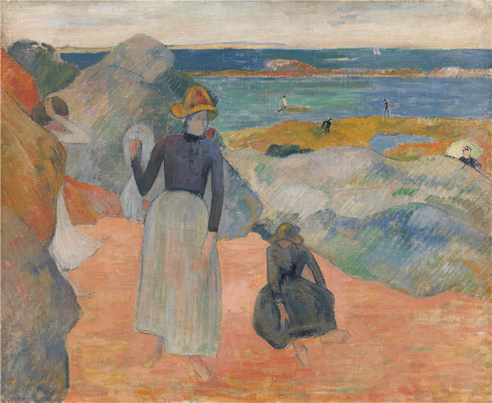 保罗·高更（Paul Gauguin，法国画家）高清作品-《海滩场景 (1889)》