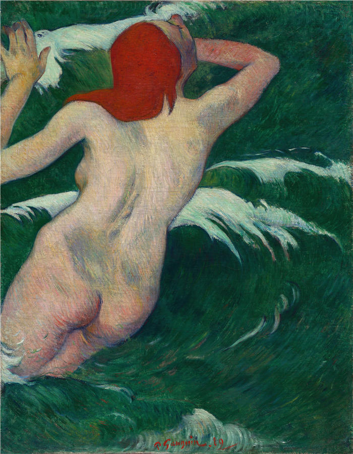 保罗·高更（Paul Gauguin，法国画家）高清作品-《在海浪中》