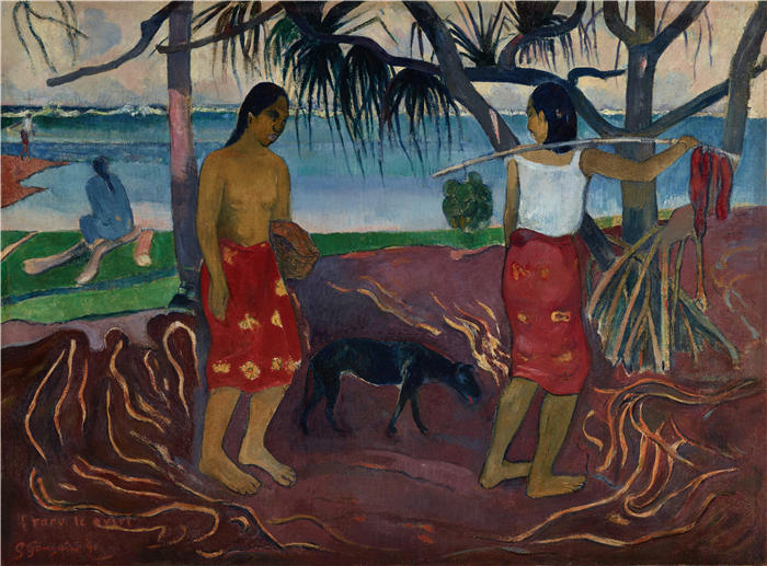 保罗·高更(Paul Gauguin,法国画家)高清作品-《露兜树下(1891 年)》