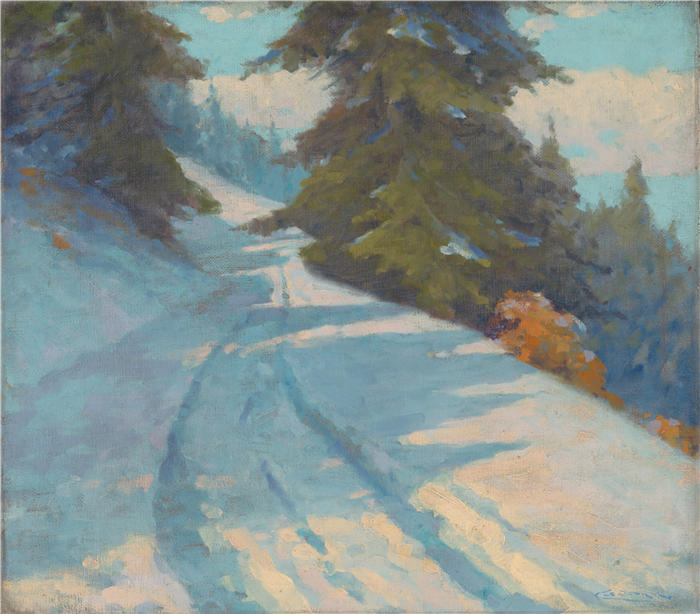 ĽudovítČordák（匈牙利画家）高清作品-《冬季风景（1925-1930） (1)》