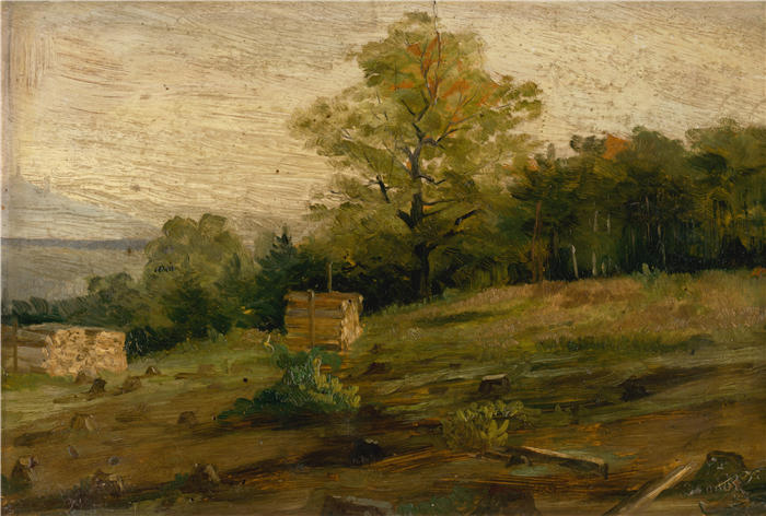 ĽudovítČordák（匈牙利画家）高清作品-《带木绳的风景（1896 年）》