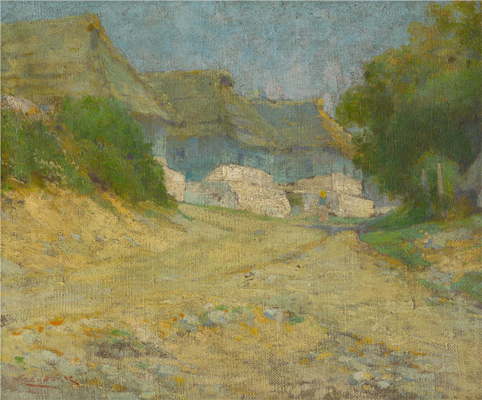 ĽudovítČordák（匈牙利画家）高清作品-《村庄 (1908–1910)》