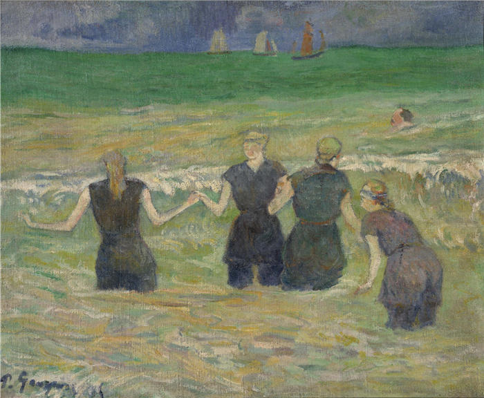 保罗·高更(Paul Gauguin,法国画家)高清作品-《妇女洗澡》