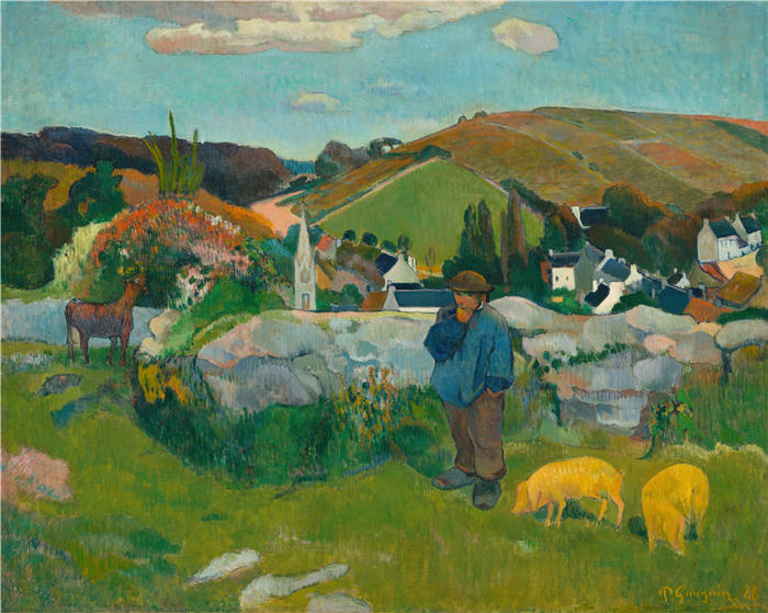 保罗·高更(Paul Gauguin,法国画家)高清作品-《猪倌 (1888)》