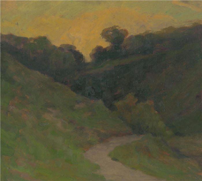 ĽudovítČordák（匈牙利画家）高清作品-《公园一角（1900-1930）》