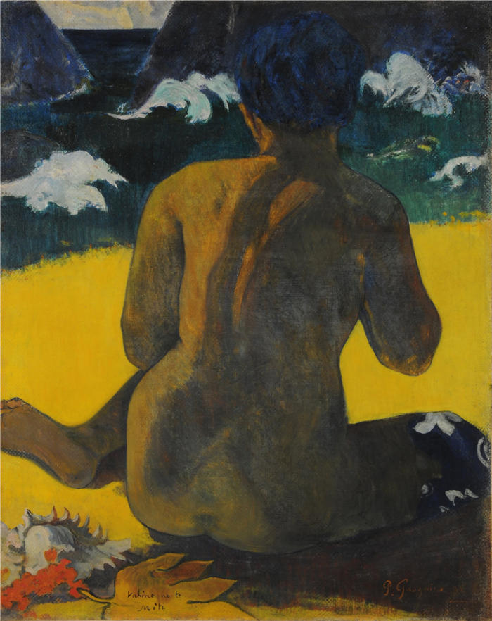保罗·高更（Paul Gauguin，法国画家）高清作品-《海滩上的女人（1892）》