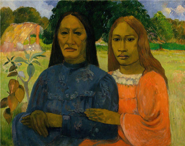 保罗·高更(Paul Gauguin,法国画家)高清作品-《两个女人 (1901)》