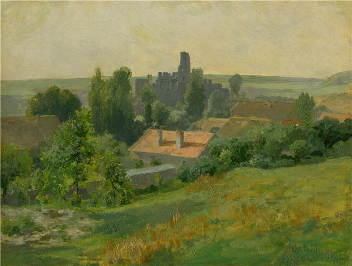 ĽudovítČordák（匈牙利画家）高清作品-《奥科尔城堡 (1893)》