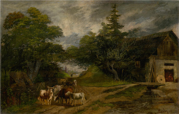 ĽudovítČordák（匈牙利画家）高清作品-《从牧场归来（1886 年）》