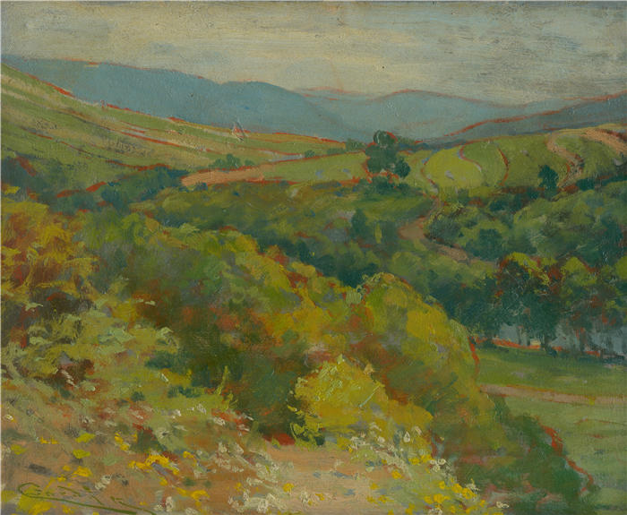 ĽudovítČordák(匈牙利画家)高清作品-《Ťahanovce (1914–1915) 的霍纳德山谷》