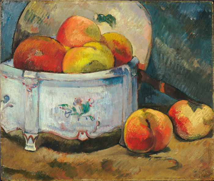 保罗·高更(Paul Gauguin,法国画家)高清作品-《桃子静物(约 1889 年)》