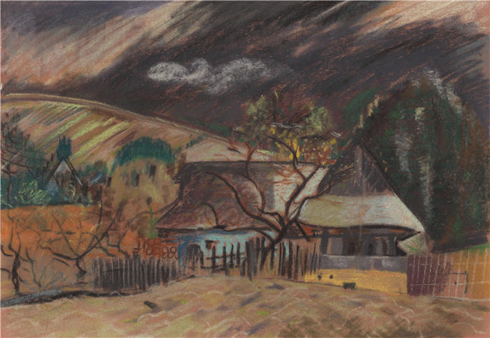 阿诺德·彼得·魏斯-库宾赞（Arnold Peter Weisz-Kubínčan，斯洛伐克画家）高清作品-《孤独的房子 (1933)》