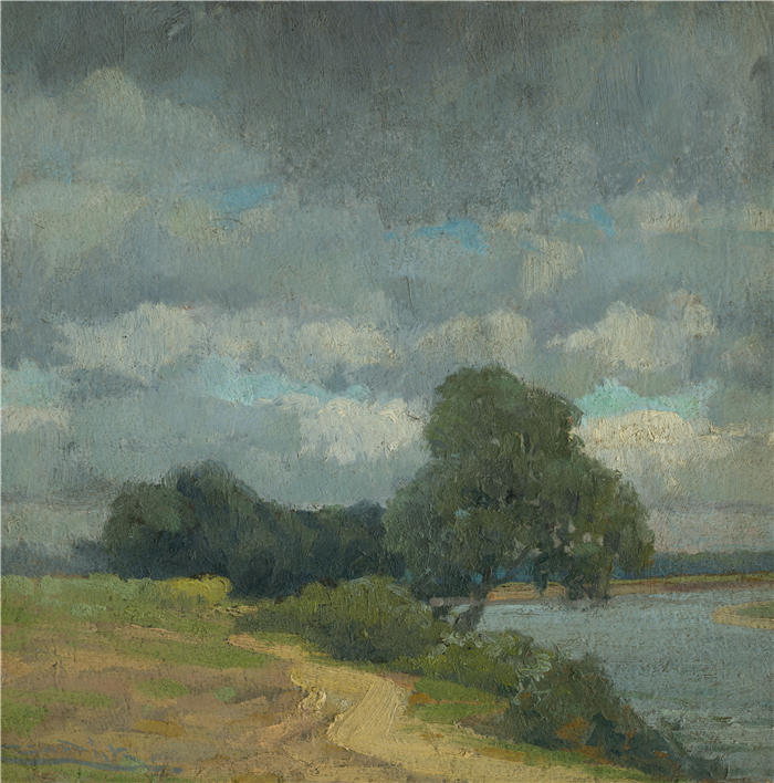 ĽudovítČordák（匈牙利画家）高清作品-《有号角的国家（1905-1910） 》