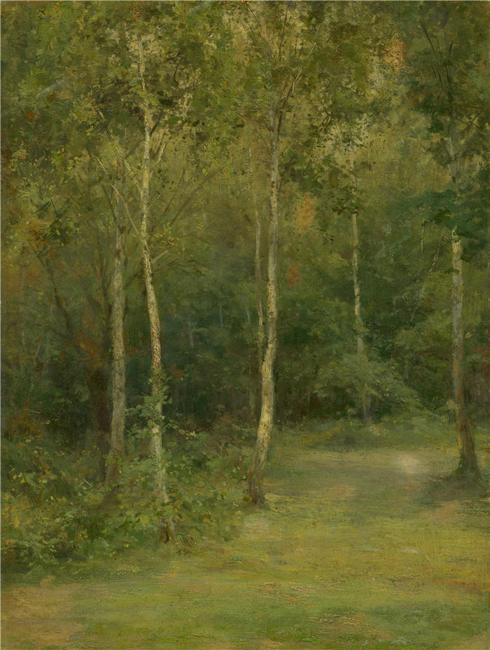 ĽudovítČordák（匈牙利画家）高清作品-《树木繁茂的景观与小桦树（1894-1896）》