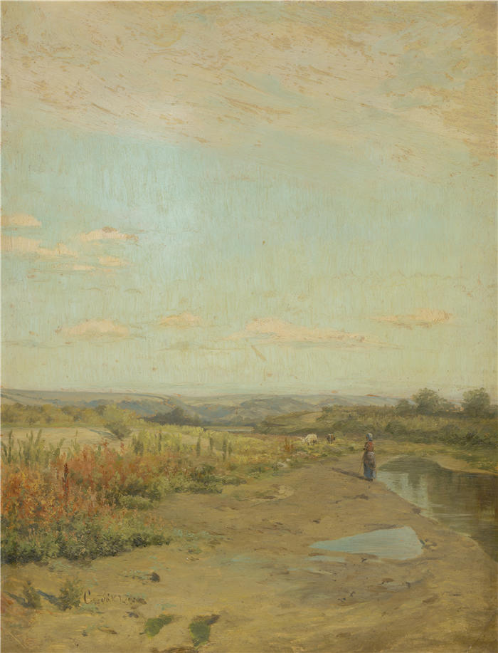 ĽudovítČordák（匈牙利画家）高清作品-《小牧羊女 (1896)》