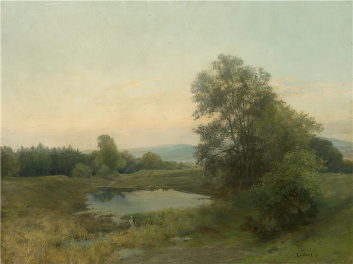 ĽudovítČordák（匈牙利画家）高清作品-《沼泽景观（1898 年）》