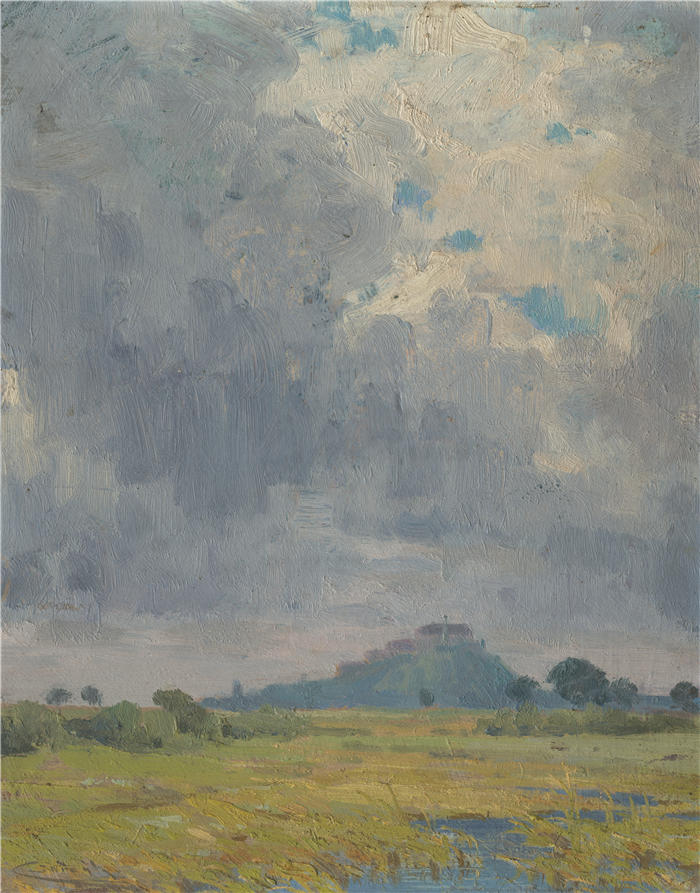 ĽudovítČordák（匈牙利画家）高清作品-《景观与城堡（1905-1910）》