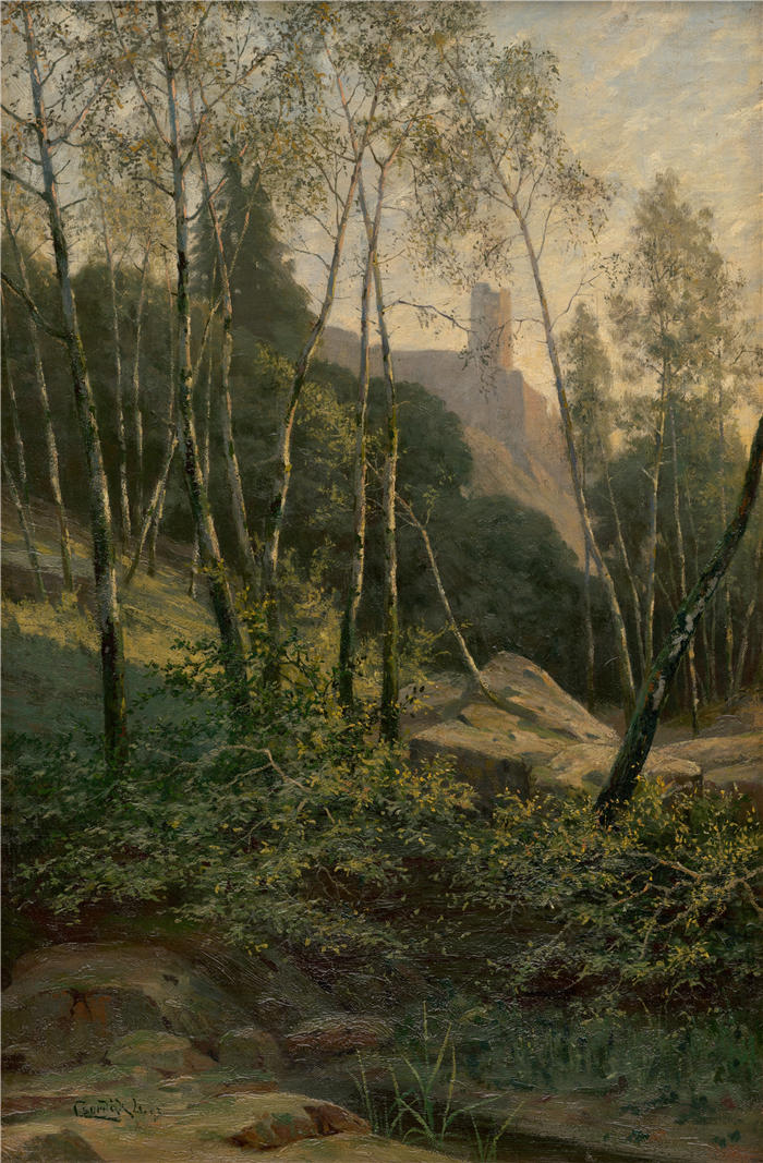 ĽudovítČordák（匈牙利画家）高清作品-《斯拉内茨城堡 (1893)》