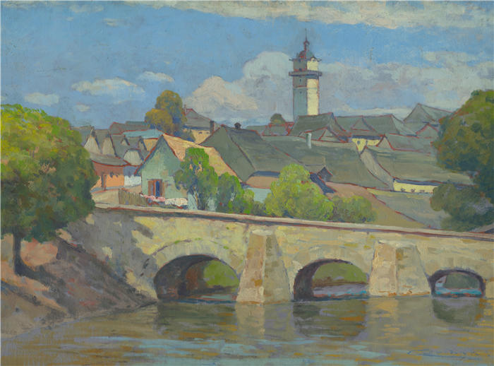 ĽudovítČordák（匈牙利画家）高清作品-《斯皮什的一个小镇（1920-1925）》