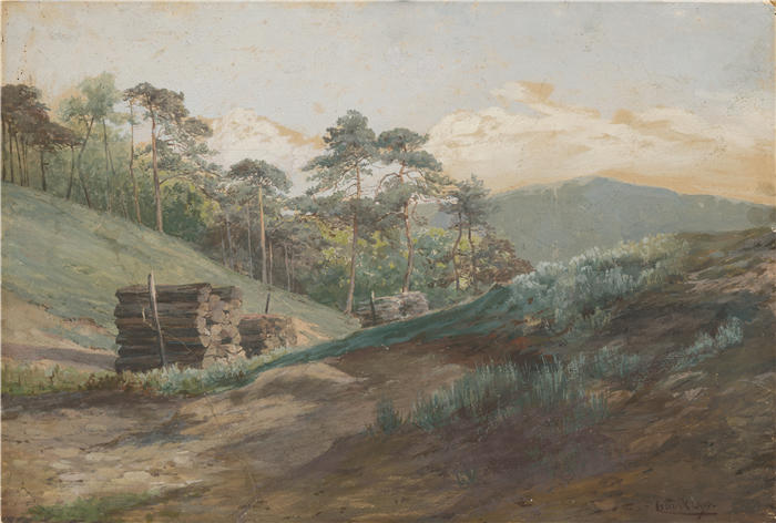 ĽudovítČordák（匈牙利画家）高清作品-《原木森林谷 (1894–1895)》