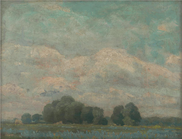 ĽudovítČordák（匈牙利画家）高清作品-《茂密树木的草地（1910-1915 年）》