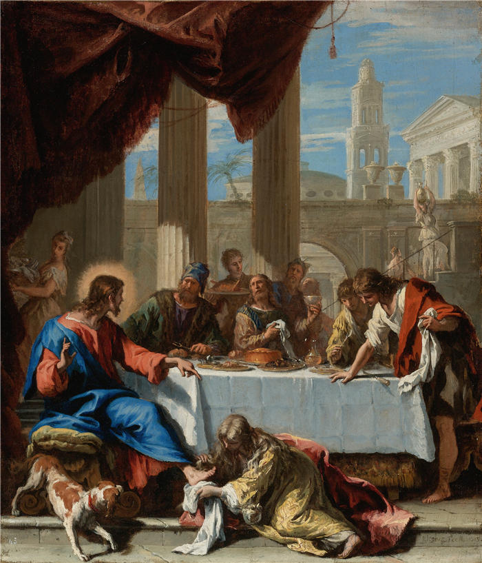 塞巴斯蒂亚诺·里奇（Sebastiano Ricci，意大利画家）高清作品-《基督在西门家》