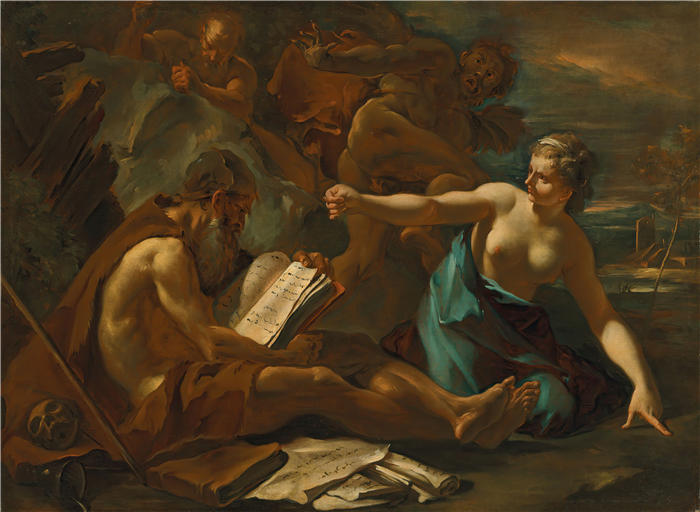 塞巴斯蒂亚诺·里奇(Sebastiano Ricci,意大利画家)高清作品-《圣安东尼的诱惑》