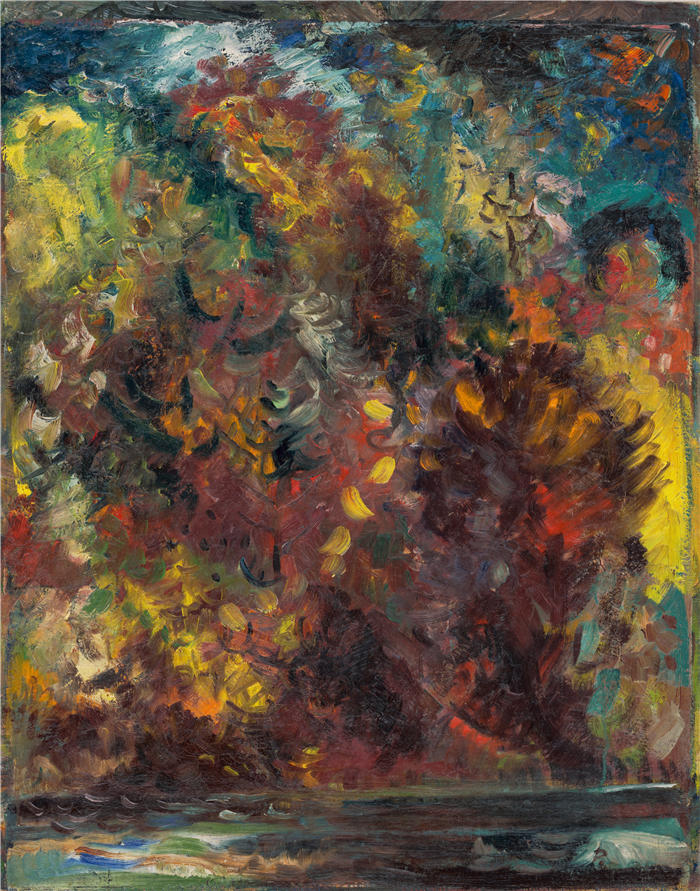 阿诺德·彼得·魏斯-库宾赞（Arnold Peter Weisz-Kubínčan，斯洛伐克画家）高清作品-《河岸的秋天（1940-1944）》