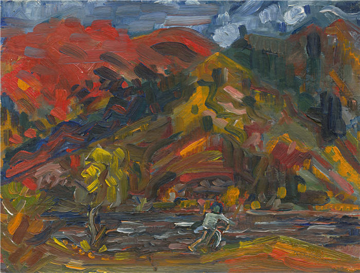 阿诺德·彼得·魏斯-库宾赞（Arnold Peter Weisz-Kubínčan，斯洛伐克画家）高清作品-《河岸上的男人（1930-1939）》