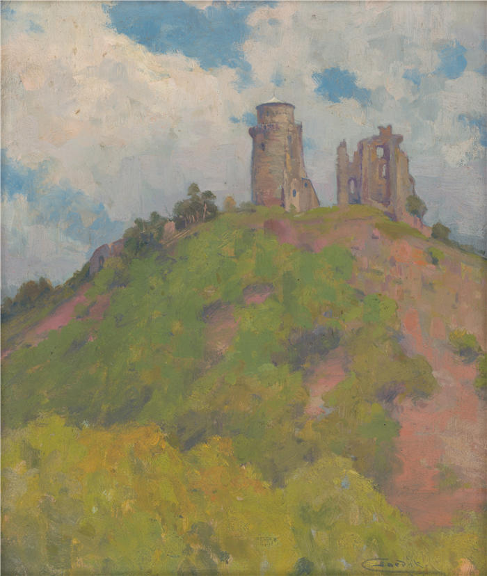 ĽudovítČordák（匈牙利画家）高清作品-《斯莱恩城堡遗址（1902-1903）》
