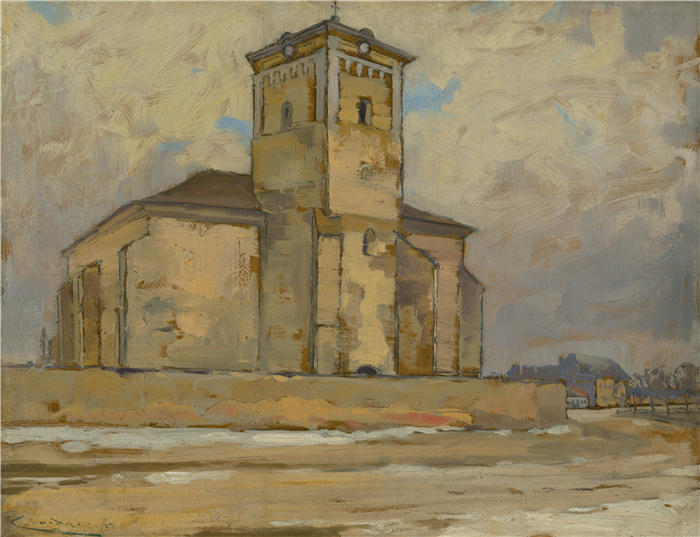 ĽudovítČordák（匈牙利画家）高清作品-《摩尔多瓦教堂（1923 年）》