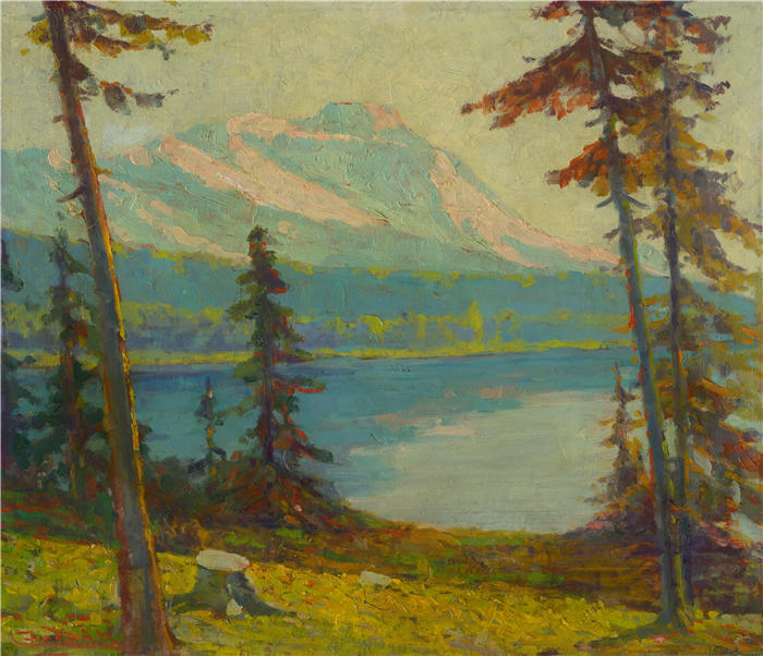 ĽudovítČordák（匈牙利画家）高清作品-《塔特拉山湖 (1934–1937)》