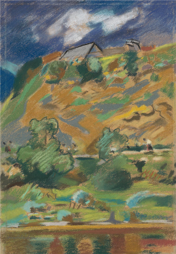 阿诺德·彼得·魏斯-库宾赞（Arnold Peter Weisz-Kubínčan，斯洛伐克画家）高清作品-《风景 (1940)》