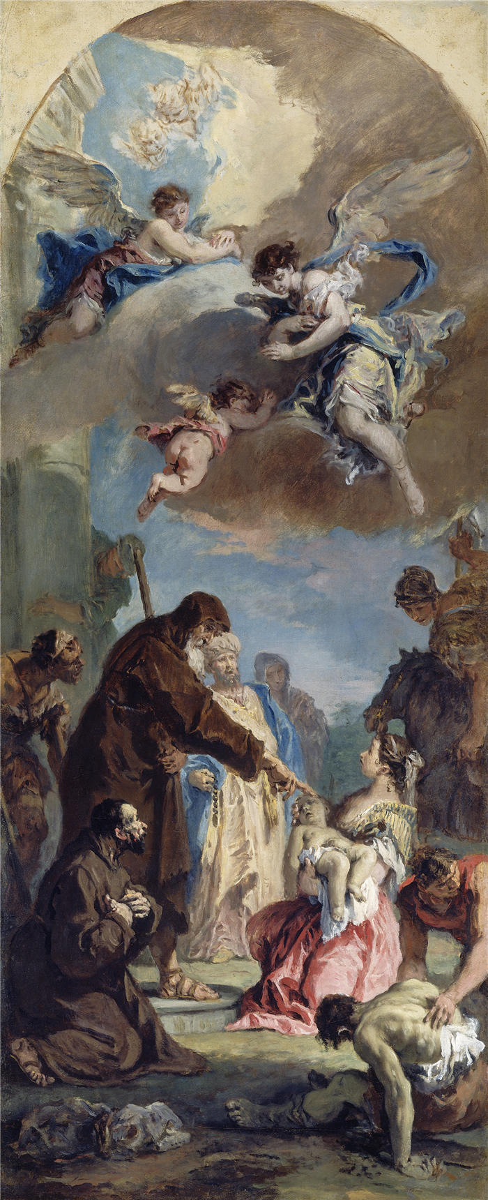 塞巴斯蒂亚诺·里奇（Sebastiano Ricci，意大利画家）高清作品-《保拉的圣弗朗西斯的奇迹（1733 年）》