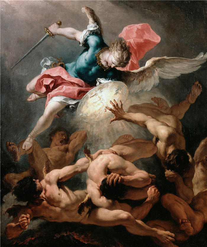塞巴斯蒂亚诺·里奇（Sebastiano Ricci，意大利画家）高清作品-《反叛天使的陨落（约 1720 年）》