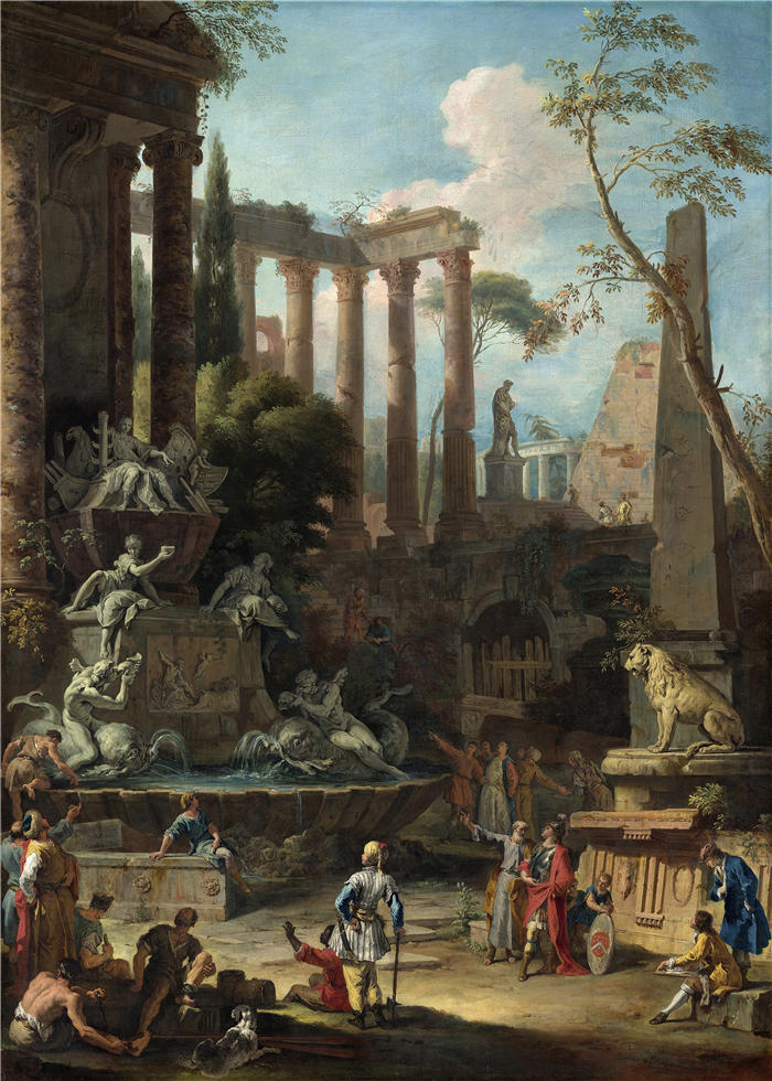 塞巴斯蒂亚诺·里奇（Sebastiano Ricci，意大利画家）高清作品-《海军上将克劳迪斯利·肖维尔爵士纪念碑（1725 年）》