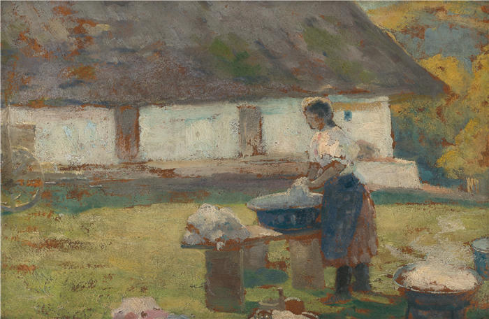 ĽudovítČordák（匈牙利画家）高清作品-《洗衣（1910-1915）》