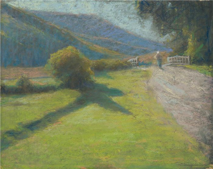 ĽudovítČordák（匈牙利画家）高清作品-《森林边缘的道路（1921 年）》
