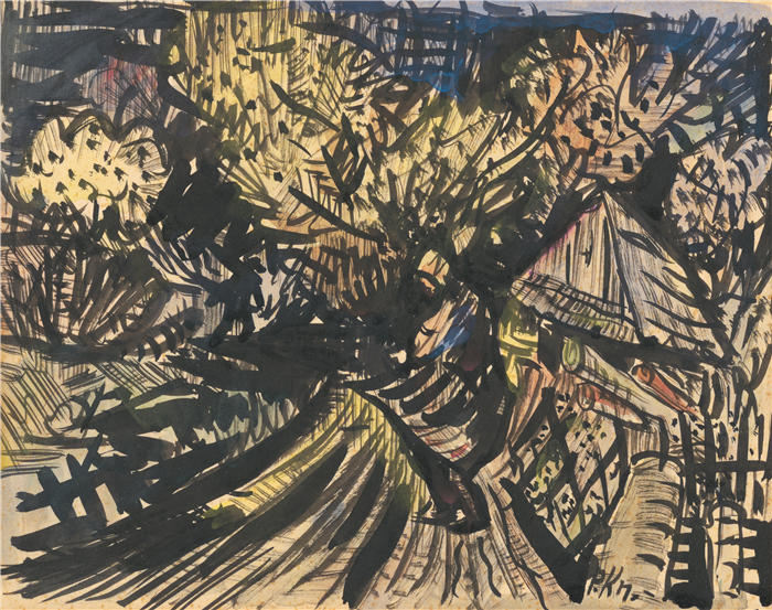 阿诺德·彼得·魏斯-库宾赞（Arnold Peter Weisz-Kubínčan，斯洛伐克画家）高清作品-《风景（1940-1944）》