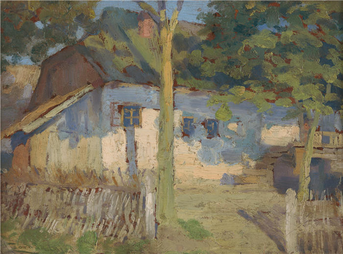 ĽudovítČordák（匈牙利画家）高清作品-《在房子前面（1910-1915）》