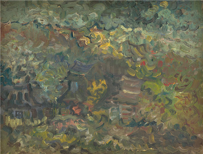 阿诺德·彼得·魏斯-库宾赞(Arnold Peter Weisz-Kubínčan,斯洛伐克画家)高清作品-《森林边的小房子(1940-1944)》