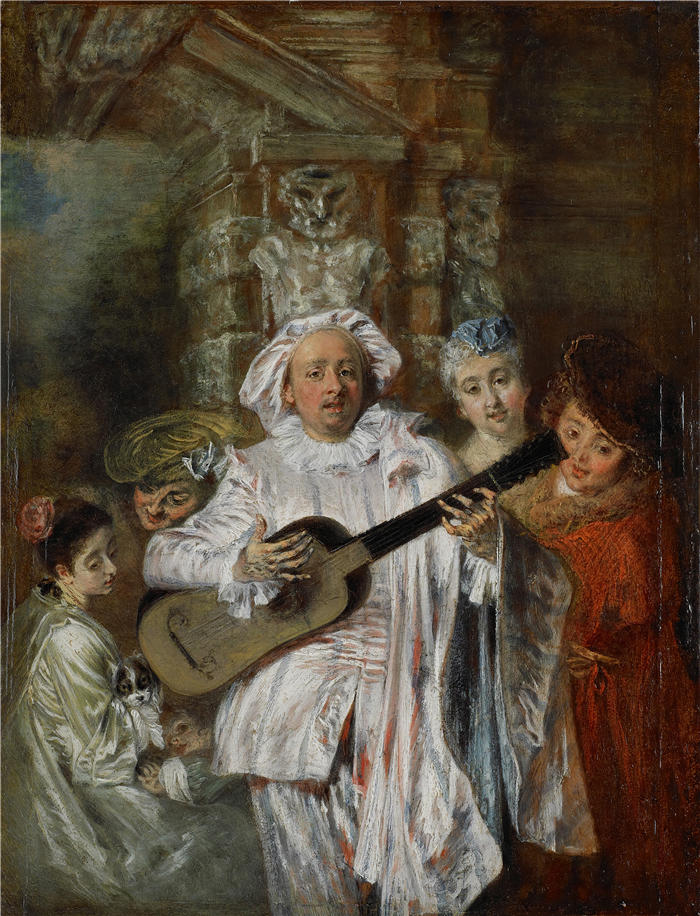 让-安托万·华托（Jean-Antoine Watteau，法国画家）高清作品-《在梅泽廷的衣服下（约1717-1719年）》