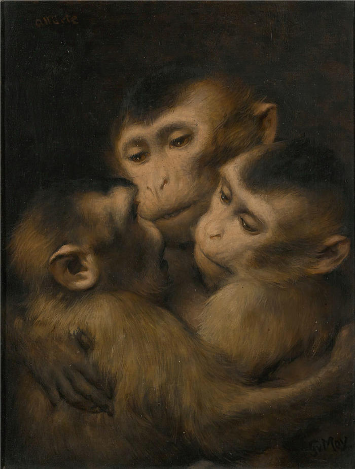 加布里埃尔·冯·麦克斯（Gabriel von Max，奥地利画家）高清作品-《三只猴子》